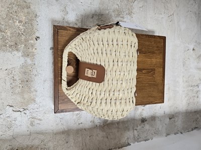 Hasır Kilit Detaylı Mini Çanta Bej