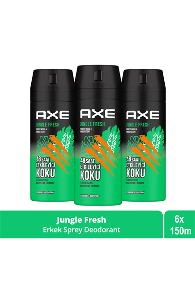  Erkek Deodorant Sprey Jungle Fresh 150 ml (6 Adet X 150ml)