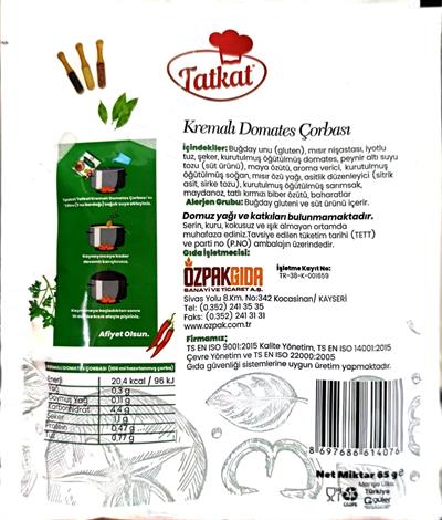  Kremalı Domates Çorbası ( 4 Porsiyon - 65g)