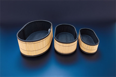 3Lü Bambu Hasır Oval Sepet Seti