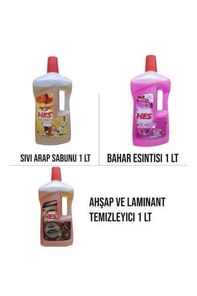 3LÜ SET: Ahşap ve Laminant Temizleyici , Sıvı Arap Sabunu , Yüzey Temizleyici (Bahar Esintisi)