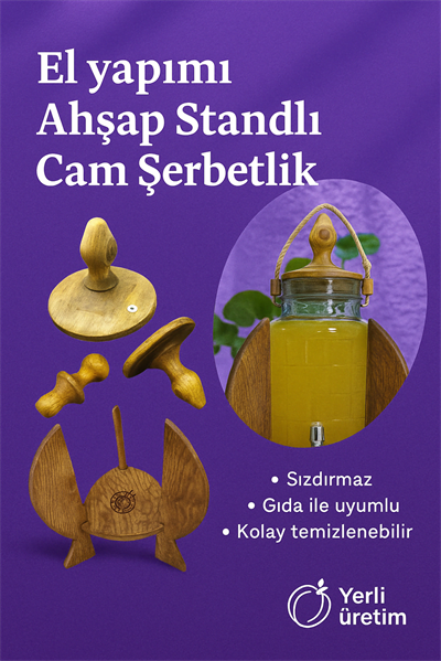 Ahşap Standlı Musluklu Cam Şerbetlik 6 LT 