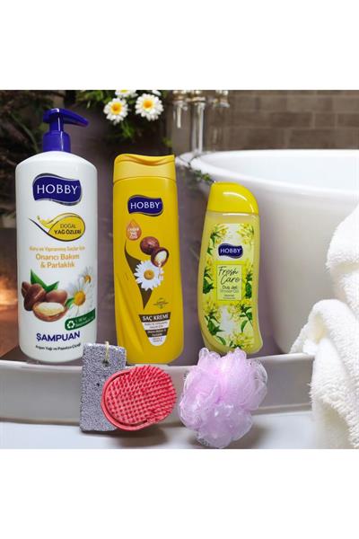 ARGAN & PAPATYA ÖZLÜ ŞAMPUAN (1000ML), ARGAN & PAPATYA ÖZLÜ SAÇ KREMİ (500ML), HANIMELİ DUŞ JELİ