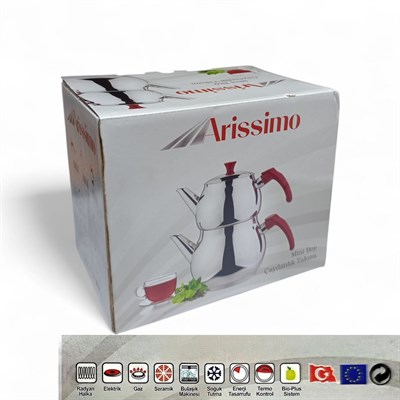 Arissimo Orta Boy Çelik Çaydanlık Takımı