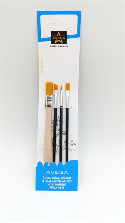 AVEGA  4 Lü Karışık Boya Fırça Seti