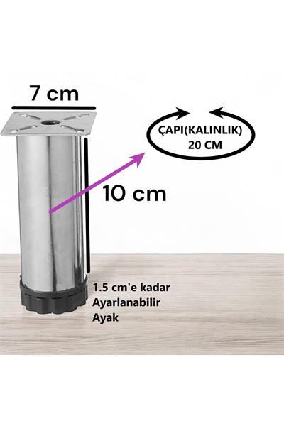 Ayarlanabilir Koltuk, Baza, Kanepe Destek Yükseltici  Ayağı ( 10 cm Krom Ayak [4 ADET] )
