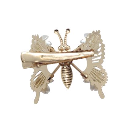 Beyaz Çiçekli Kırmızı Taşlı Kelebek Pens Toka 