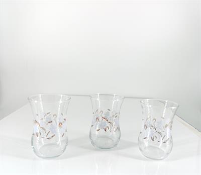 Beyaz Çiçekli Klasik 6lı Çay Bardağı 115cc  (4 Oz)