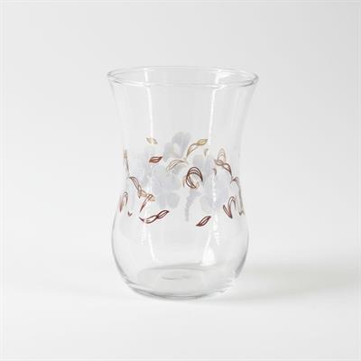 Beyaz Çiçekli Klasik 6lı Çay Bardağı 115cc  (4 Oz)