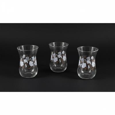 Beyaz Çiçekli Klasik 6lı Çay Bardağı 115cc  (4 Oz)