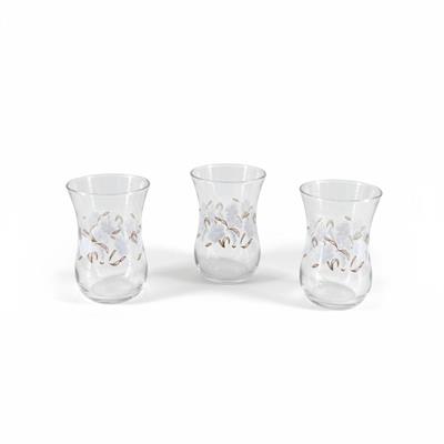 Beyaz Çiçekli Klasik 6lı Çay Bardağı 115cc  (4 Oz)