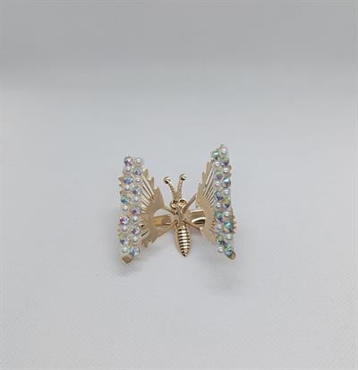 Beyaz Taşlı Kelebek Pens Toka