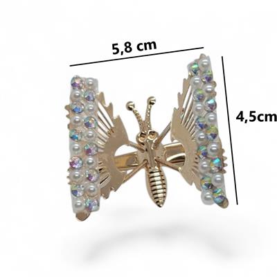 Beyaz Taşlı Kelebek Pens Toka