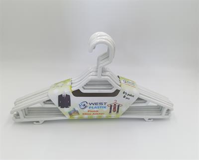 Büyük Boy 6lı Elbise Askısı (Beyaz)