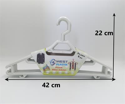 Büyük Boy 6lı Elbise Askısı (Beyaz)