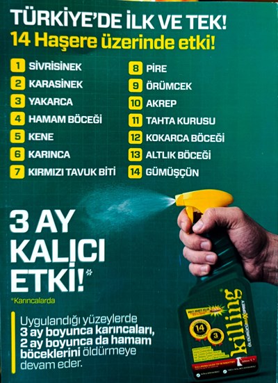 Killing Max Sprey 3 Ay Etkili Çok Amaçlı Hazır Böcek İlacı – 500 ml