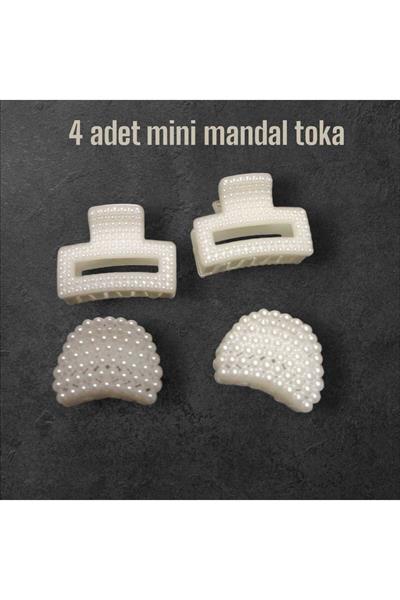 Kız Bebek; Kelebek Beyaz Bandana, Taşlı Beyaz Simit Toka, Mini Beyaz Mandal Toka