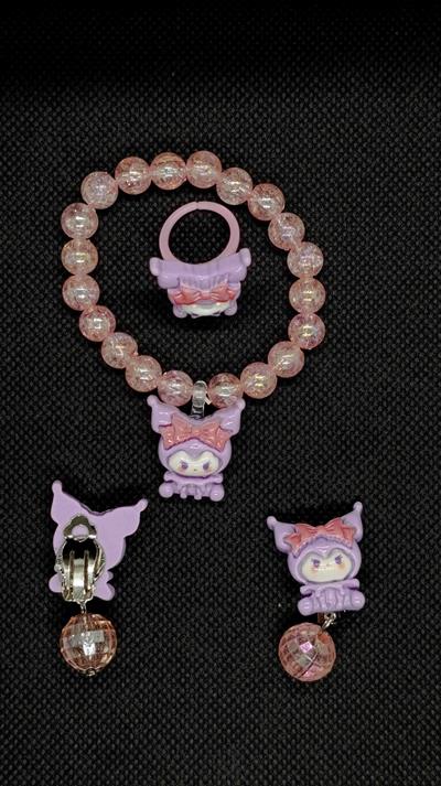 KUNOMİ Çocuk Bileklik Küpe Yüzük Set (5-6 Yaş)