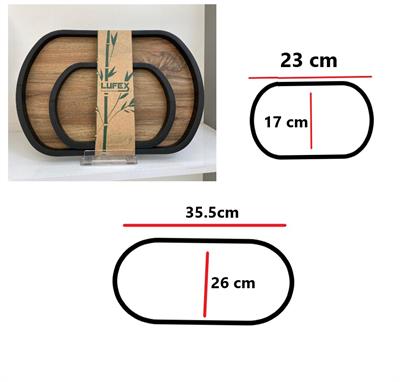 LUFEX Anka 2Li Oval Ahşap Tepsi