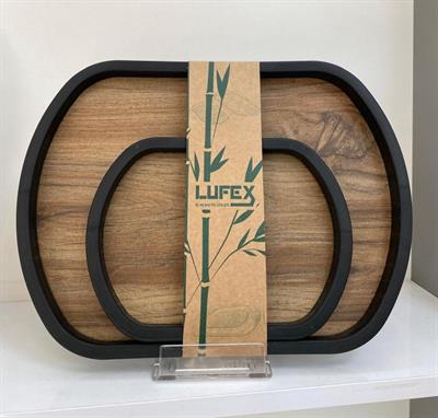 LUFEX Anka 2Li Oval Ahşap Tepsi