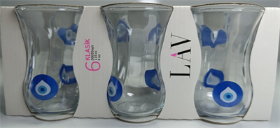 Nazar Boncuklu Klasik 6LI Çay Bardağı 115cc  (4 Oz)