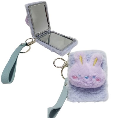 Sevimli Peluş Tavşan Makyaj Aynası - Katlanabilir Cep Aynası Anahtarlıklı