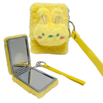 Sevimli Peluş Tavşan Makyaj Aynası - Katlanabilir Cep Aynası Anahtarlıklı
