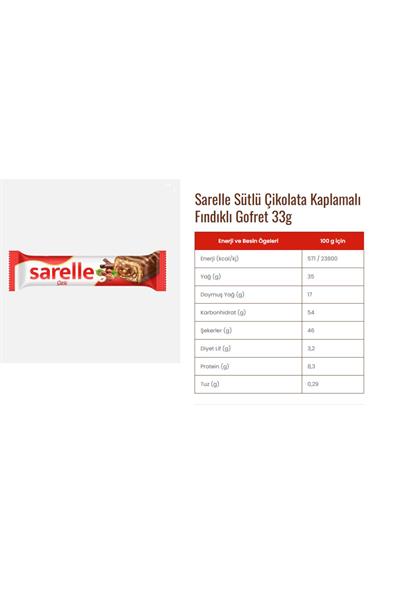 Sütlü Çikolata Kaplamalı Fındıklı Gofret 33gr (20adet)
