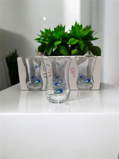 Tavus Kuşu Tüylü Klasik 6lı Çay Bardağı 115cc (4 Oz)