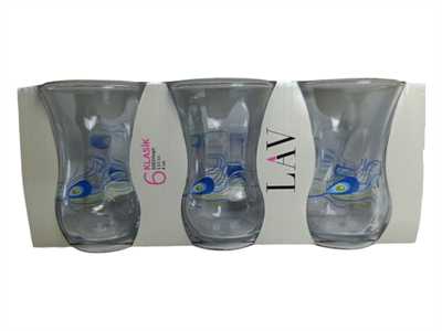 Tavus Kuşu Tüylü Klasik 6lı Çay Bardağı 115cc (4 Oz)