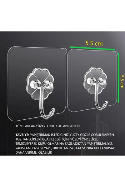 YAPIŞKANLI TEKLİ ŞEFFAF ASKI 8 ADET