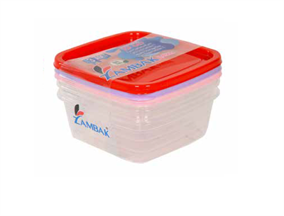 Zambak 3lü Kare Saklama Kabı 0,43 LT