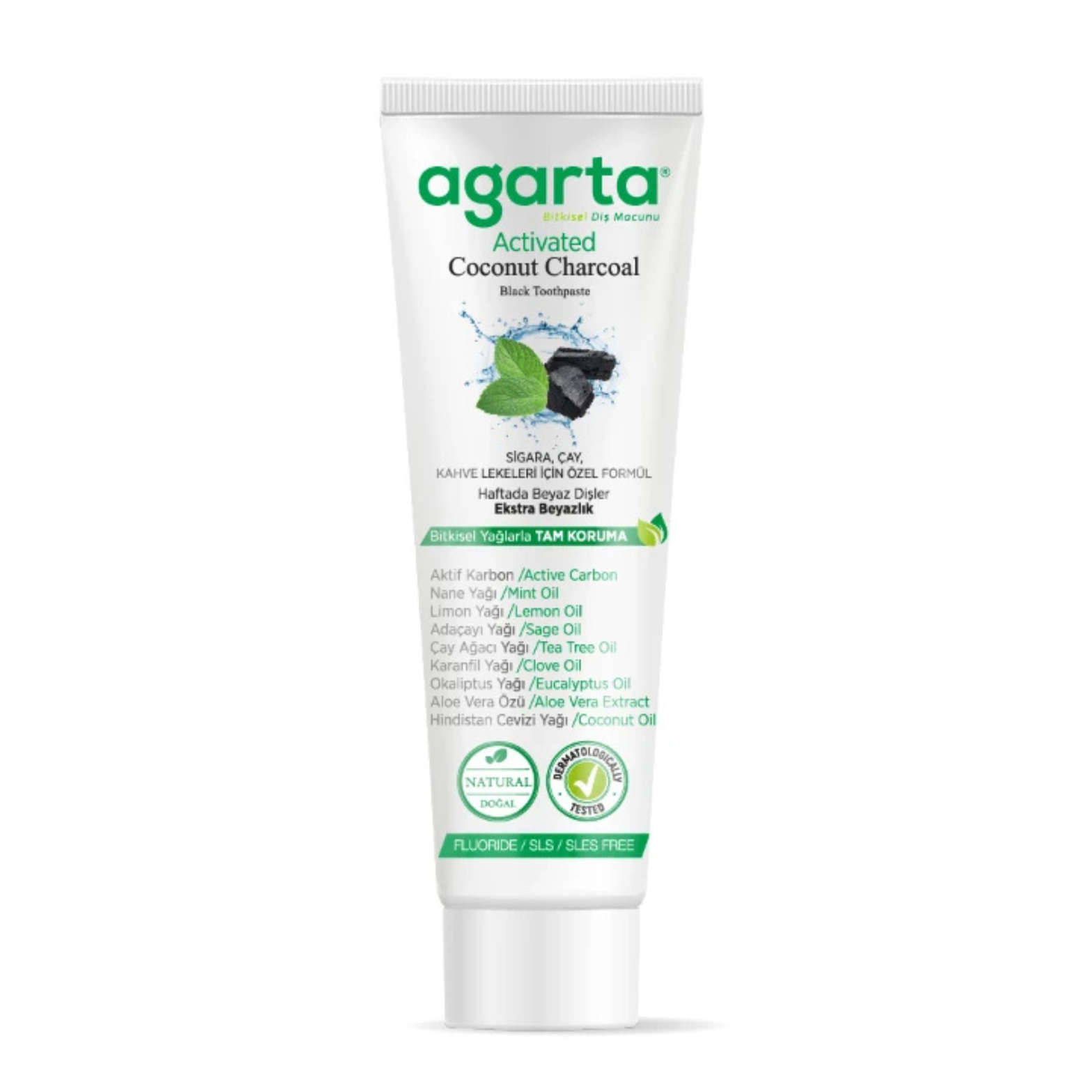Agarta Doğal Aktif Karbonlu Florürsüz Diş Macunu 100ml