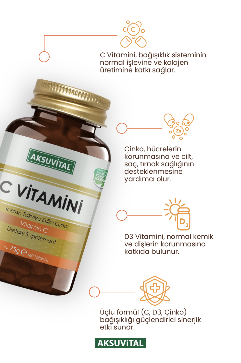 Aksu Vital C Vitamini 60 Tablet
