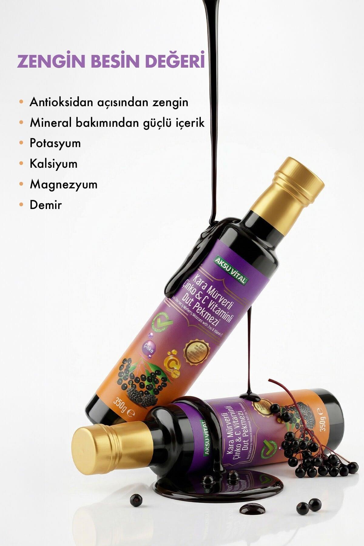 Aksu Vital Kara Mürverli Çinko C Vitaminli Dut Pekmezi 350g