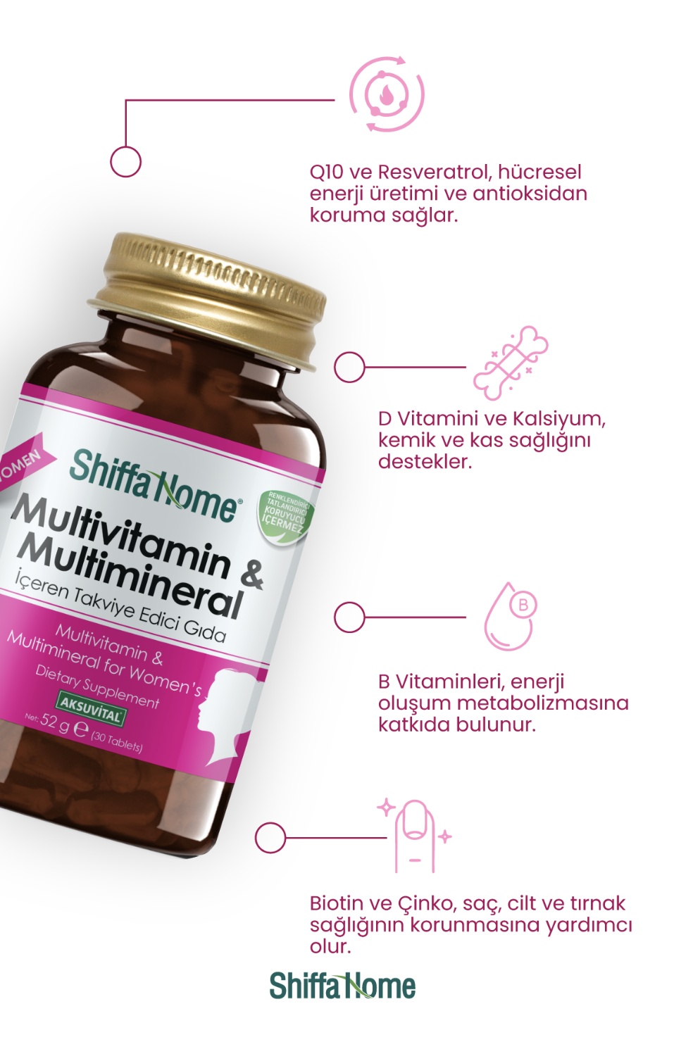 Aksu Vital Multivitamin Multimineral Kadınlara Özel 1760mgx30 Tablet