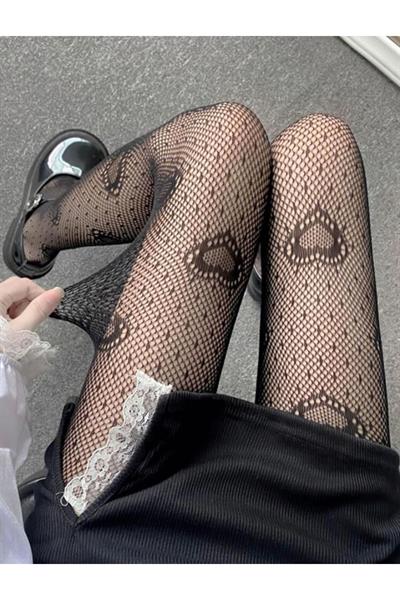 Y2k Coquette Siyah Kalpli Pinterest Uzun Çorap