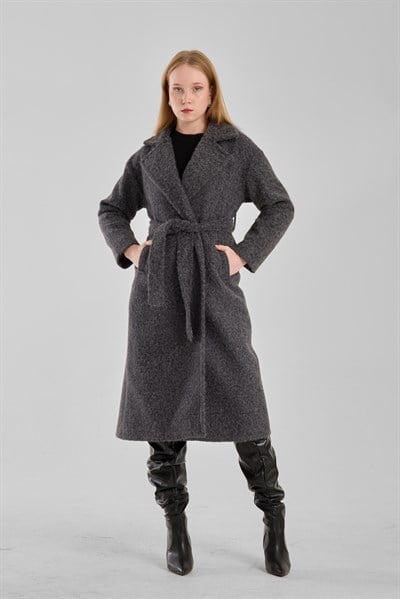 Antrasit Buklet Kaşe Oversize Kaban