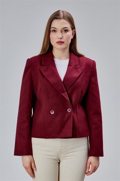Bordo Regular Fit Premium Kısa Kaşe Ceket