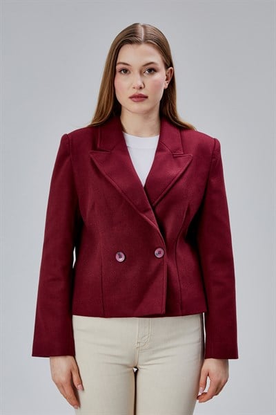 Bordo Regular Fit Premium Kısa Kaşe Ceket