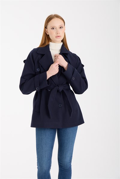 Calina Lacivert Regular Fit Premium Kaşe Ceket