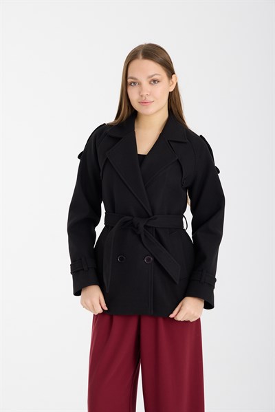 Calina Siyah Regular Fit Premium Kaşe Ceket