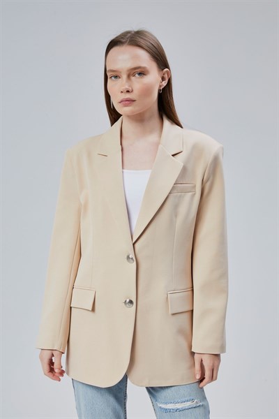Kadın Oversize Astarlı Dokuma Blazer Ceket