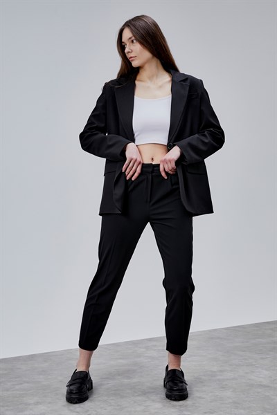 Siyah Kruvaze Regular Blazer Takım