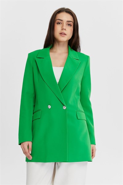 Yeşil Oversize Dokuma Blazer Ceket
