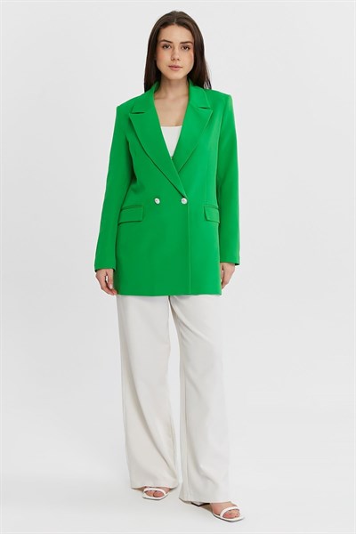 Yeşil Oversize Dokuma Blazer Ceket