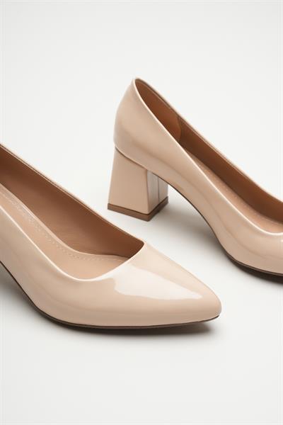 Allegra Bej Rugan Kadın Kalın Topuk Klasik Ayakkabı (6cm)
