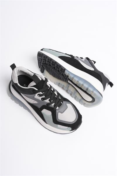 Avira Kadın Gri Siyah Kalın Tabanlı Spor Ayakkabı Sneakers