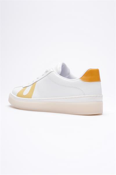 Kadın Hakiki Deri  Beyaz Limon Portakal Spor Ayakkabı Sneakers Casper