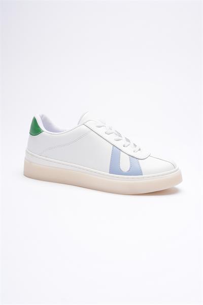 Kadın Hakiki Deri Beyaz Mavi Yeşil Spor Ayakkabı Sneakers Casper